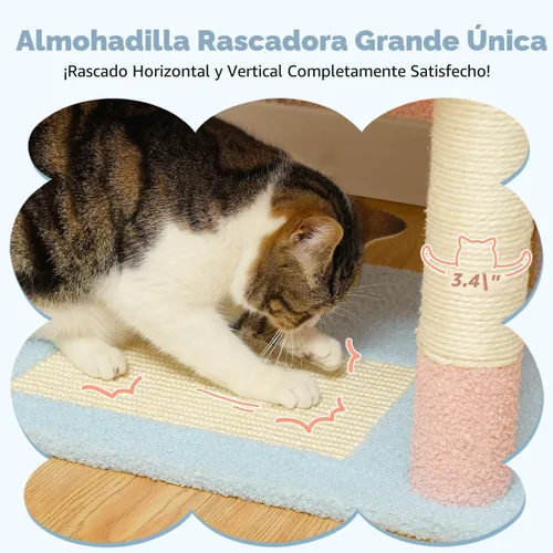 Miniatura 5 de PAWZ Road Árbol de flores para gatos, torre grande para gatos de 72 pulgadas con hamaca de marco de acero y 7 postes rascadores, árbol alto para Azul
