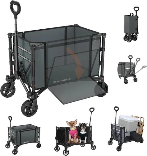 Miniatura 11 de Raynesys Carro plegable 3 en 1 que se convierte en banco, carrito plegable de 220 libras con ruedas, carrito de compras de 120 L para comestibles
