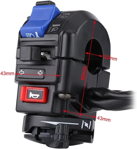 Miniatura 5 de Keenso Interruptor de manillar de motocicleta de 7/8 pulgadas, interruptor de parada de arranque de haz alto y bajo de 12 V