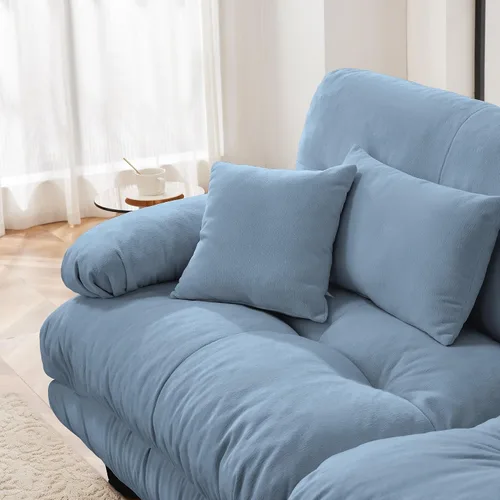 Miniatura 4 de Sofá de burbujas de gran tamaño, sofá cama para sala, sofá modular de tela de felpilla similar a una nube con reposabrazos de refuerzo, asiento Azul
