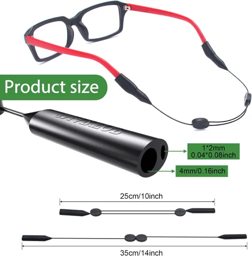 Miniatura 2 de SMARTTOP Correa para gafas, soporte ajustable con dos agujeros mejorados, correa de cuerda para anteojos sin cola, soporte para gafas de sol