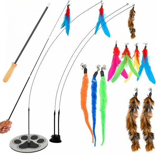 Miniatura 12 de 9 piezas Juguetes interactivos para gatos de interior Juguetes para gatos de interior con ventosa Juguetes para gatos de interior para caza de Base