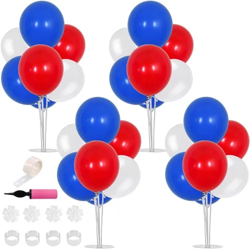 Miniatura 29 de TONIFUL Juego de 6 centros de mesa de globos de color azul marino y plateado para mesa, kit de arco de globos para decoraciones de graduación 2026