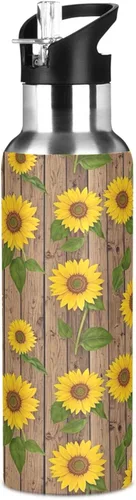 Miniatura 8 de Sunflowers Green Leaves Insulated Stainless Steel Water Bottle with Straw 20 Oz, BPA-Free Sport Water Bottle Insulated Leakproof Water Bottles