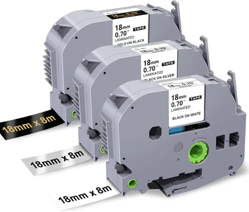 Miniatura 13 de Paquete de 3 cintas TZ de 0.47 pulgadas de repuesto para Brother TZe-131 TZ-131 P Touch cinta de etiquetas de 0.47 pulgadas laminada negra sobre