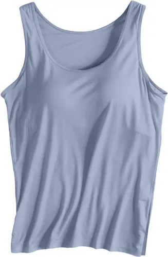 Miniatura 7 de Camiseta sin mangas con brasier integrado para mujer, sin mangas, correa ancha, ropa de dormir básica, para entrenamiento, yoga, camisola acolchada