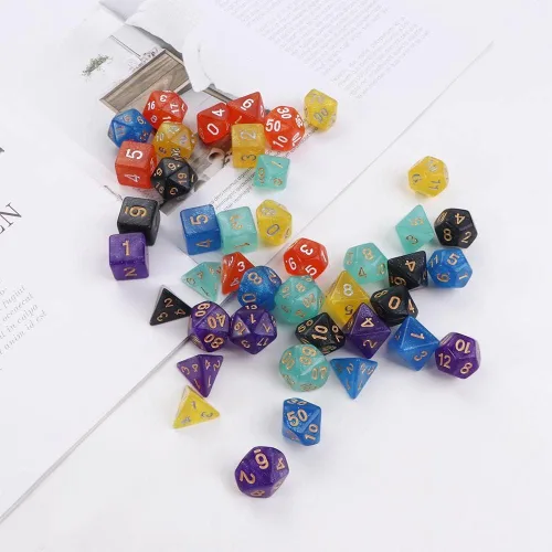 Miniatura 4 de Juego de 7 piezas de dados poliédricos con purpurina Star Shine D4 D6 D8 D10 D% D12 D20 Juego Juguetes Jugando Juegos Glitter Galaxy Dices