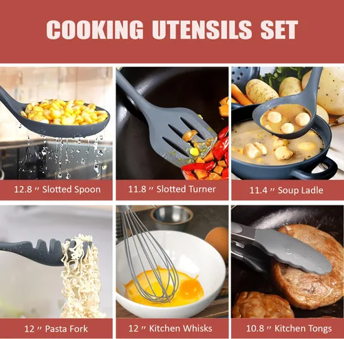 Miniatura 5 de RAXCO Juego de cocina, utensilios de cocina de 7 piezas, utensilios de cocina de 5 piezas, juego de cuchillos de cocina de 6 piezas, gris 7-Piece