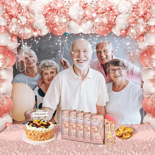 Miniatura 5 de 24 cajas de abrebotellas de cumpleaños número 70 con temática de oro rosa, favorecidas para regalos de fiesta de boda dorada 70, recuerdos de fiesta
