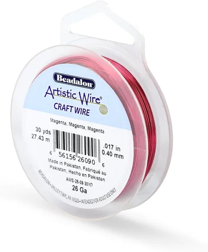 Miniatura 180 de Artistic Wire, alambre para manualidades de calibre 22 bañado en plata, resistente a las manchas, color cobre, blanco, 9,1 m