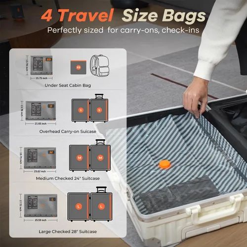 Miniatura 2 de WANALIT Bolsas de almacenamiento al vacío de viaje con bomba eléctrica recargable, bolsas de compresión de ahorro de espacio, bolsa de sellado al