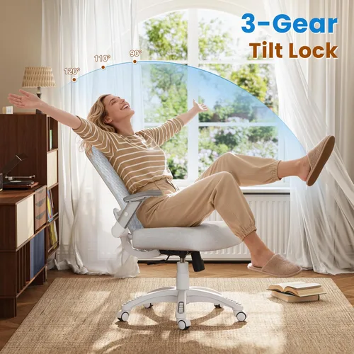 Miniatura 4 de GABRYLLY Silla de oficina ergonómica, silla de escritorio con respaldo alto con brazos abatibles, reposacabezas 3D, asiento de esponja gruesa