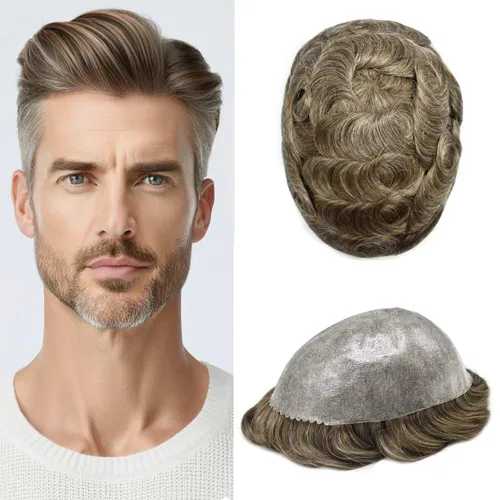 Miniatura 133 de Toupee for Men Hair Piece Real Human Hair Full Poly Skin Mens Toupee Mens Hair System Injected PU Hair System Invisible Hairpiece for