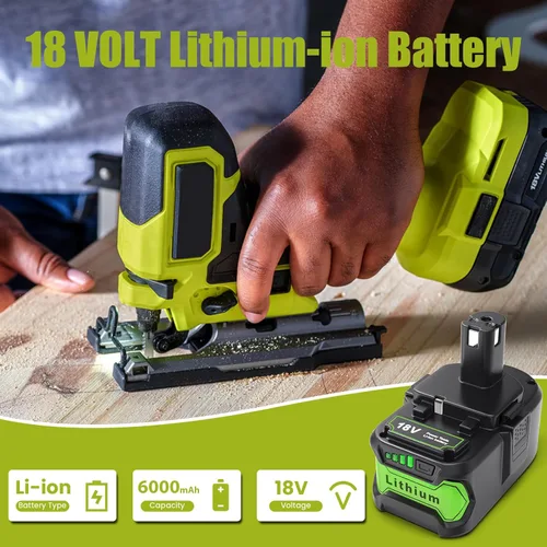 Miniatura 4 de Batería de repuesto 6Ah para Ryobi 18V: 2 paquetes de baterías de iones de litio compatibles con ONE+ P108 P102 P103 P104 P105 P107 P109 P122