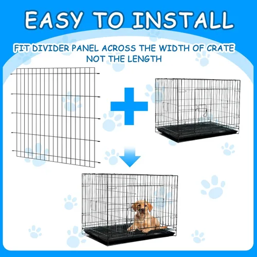 Miniatura 3 de Tandefio Paquete de 2 paneles divisores de jaulas para perros de 48 pulgadas, divisor ajustable de metal para perreras para perros grandes, medianos