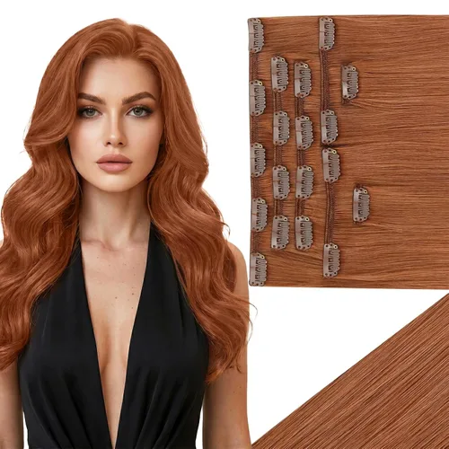 Miniatura 16 de Ve Sunny Extensiones de cabello clip-in de cabello humano real con reflejos, extensiones de cabello con clip para cabello corto, marrón oscuro