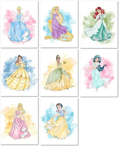 Nistio Impresiones artísticas de pared de princesa para cuarto de bebé, póster de Ariel, regalo para recién nacido, decoración de habitación de bebé
