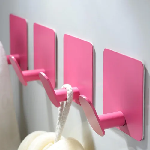 Miniatura 11 de DELITON Paquete de 4 ganchos adhesivos para toallas - Blancos, ganchos autoadhesivos resistentes para pegar en la pared, para colgar batas, abrigos