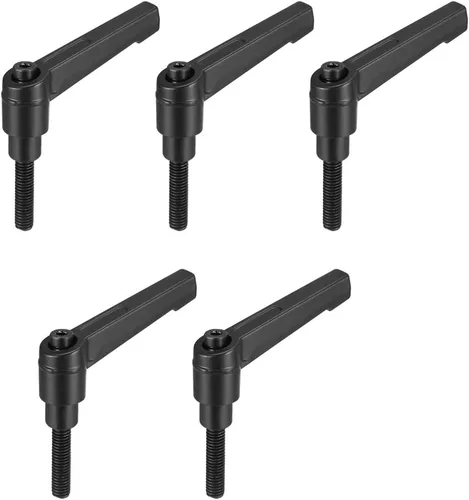 Miniatura 7 de uxcell 5 piezas de manija de palanca de sujeción ajustable M5 x 1.969 in de óxido negro métrico de acero al carbono macho roscado perillas de mano