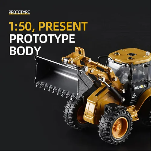 Miniatura 2 de Retroexcavadora, excavadora, camión, juguetes para niños, 1/50, construcción de vehículos de ingeniería de metal, tractor, colección de modelos