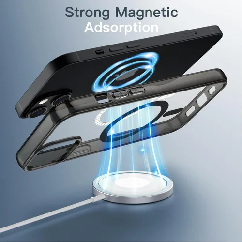 Miniatura 3 de JETech Funda magnética para iPhone 14 de 6.1 pulgadas, compatible con carga inalámbrica MagSafe, a prueba de golpes, parte trasera transparente