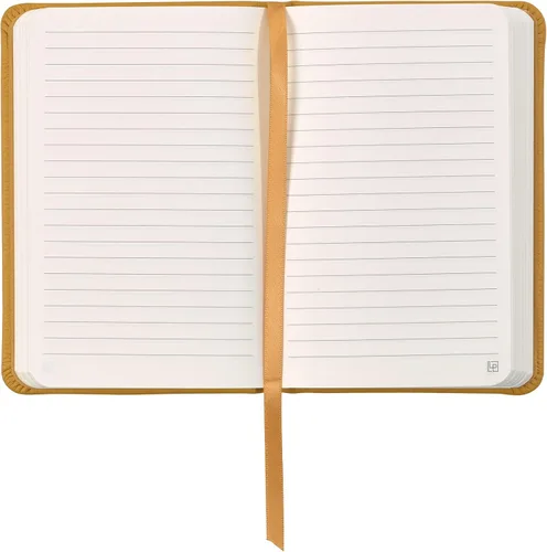 Miniatura 3 de Cuaderno clásico de cuero, tapa dura, cierre elástico, páginas con rayas estrechas, colección Inspire Amarillo (Butter Yellow)