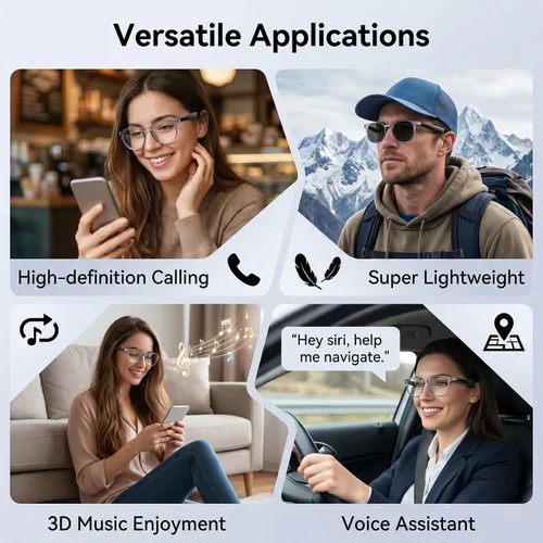 Miniatura 7 de Lentes de traducción Bluetooth inalámbricos inteligentes AI para hombres/mujeres con altavoces/Bluetooth y más de 140 idiomas traducción