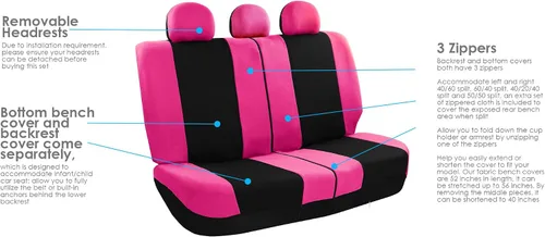 Miniatura 5 de FH Group FB030217 - Juego de fundas de asiento de tela ligera y transpirable, compatible con bolsa de aire y divisiones. Se adapta a la mayoría