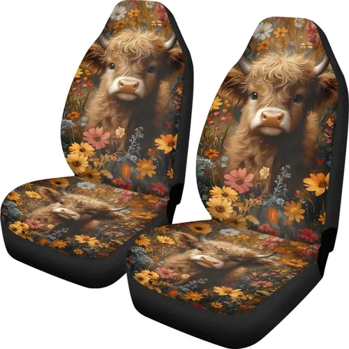 Miniatura 14 de INSTANTARTS Fundas de asiento de coche con diseño de dalia estética, solo para asientos delanteros, protector de asiento de vehículo, 2 unids/set