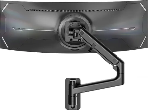 Miniatura 12 de monTEK Soporte de pared para monitor para pantallas ultraanchas de 17-57" hasta 59.4 libras, brazo de monitor individual de resorte de gas
