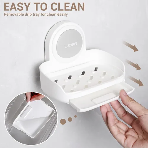 Miniatura 5 de LUXEAR Organizador de ducha con ventosa extraíble sin perforación, estante de ducha de baño, potente cesta organizadora de ducha, resistente al agua
