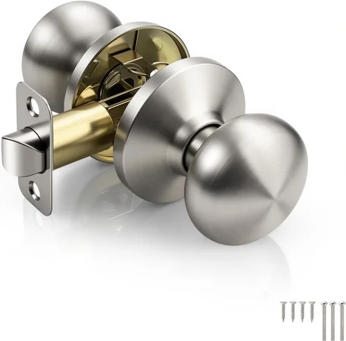 Miniatura 69 de KNOBWELL Paquete de 8 pomos de puerta de privacidad para baño y dormitorio, pomo de puerta negro mate con cerradura, cerradura de manija de puerta