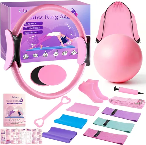 Kit de pilates para mujer, juego de anillos de pilates, kit de equipo de pilates para mujeres entrenamientos en casa, kit esencial de pilates con