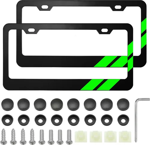 Miniatura 16 de YOSRTER 2 piezas de marco de matrícula de aluminio para accesorios Dodge, marco de cubierta de matrícula, cubierta de matrícula mate, decoración
