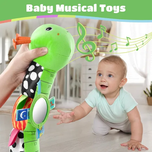 Miniatura 8 de AWOTOY Juguetes para Bebés de 6-12 Meses Oruga Musical Juguetes para Bebés Animales de Peluche 0-3-6 Meses Tiempo Boca Abajo Juguetes Sensoriales