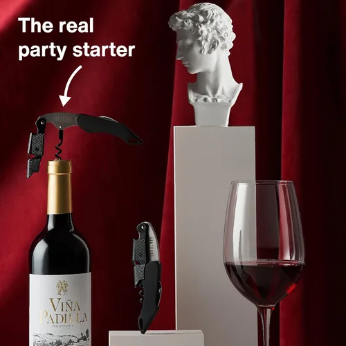 Miniatura 6 de Vintorio Sacacorchos profesional para camareros, llave de vino con agarre ergonómico de goma, abridor de botellas de cerveza y cortador de papel