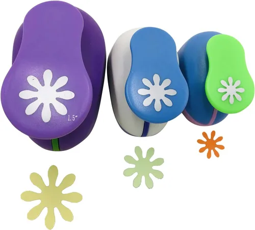 Miniatura 2 de Juego de 3 piezas de crisantemo (5/8 pulgadas + 1 pulgada + 1.5 pulgadas) para manualidades, juego de punzones de papel de crisantemo para álbumes