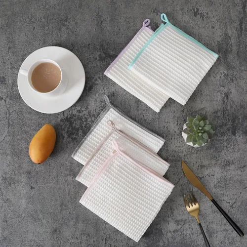 Miniatura 5 de Oeleky Paquete de 8 paños de cocina para platos, resistentes y absorbentes, para lavar platos, paños de limpieza de tejido de gofre de secado rápido