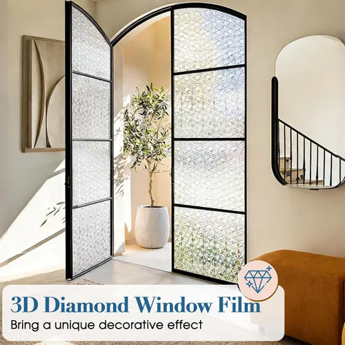 Miniatura 4 de Windimiley Película de Privacidad para Ventana con Bloqueo Total, Película de Ventana de Vidrio Manchado Control de Calor UV, Película Decorativa