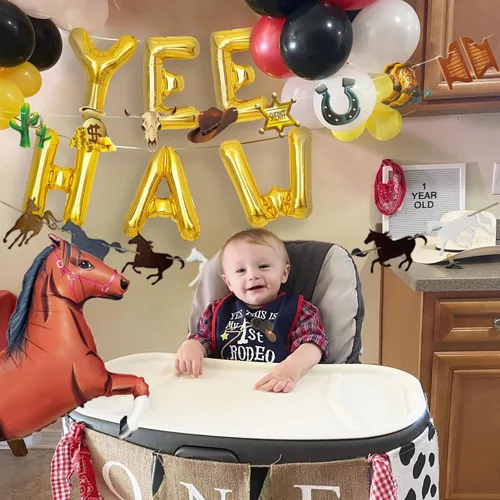 Miniatura 3 de Yee Haw Globos de Yee Haw Western Party Western Cowboy Yee Haw Banner Decoración de fiesta de vaquera decoración de cumpleaños de vaquera decoración