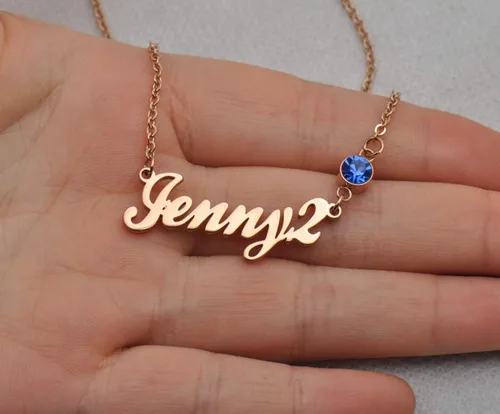 Miniatura 6 de LikeFun Collar con nombre personalizado para uso diario con piedra natal para niñas