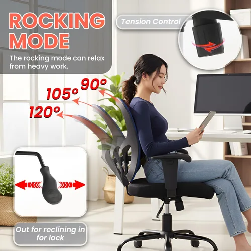 Miniatura 7 de BestOffice Silla de oficina grande y alta, silla de escritorio de 400 libras, silla de computadora de malla con soporte lumbar, asiento ancho