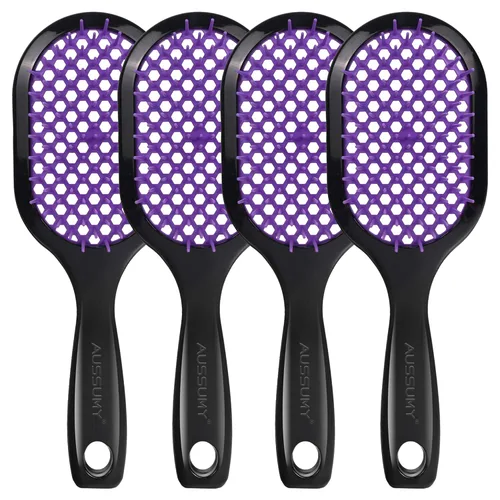 Miniatura 14 de Paquete de 4 cepillos de cabello desenredante ventilados – Cepillo desenredante con cerdas suaves para sin esfuerzo – Ideal para cabello húmedo seco