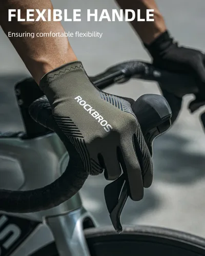 Miniatura 3 de ROCKBROS Guantes de ciclismo Guantes antideslizantes de dedo completo para ciclismo de carretera MTB para montar, correr, senderismo, deportes al