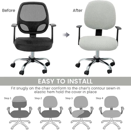 Miniatura 6 de MIFXIN Funda para Silla de Oficina de Computadora Elástica Extensible Forro de 2 Piezas Extensible de Punto Universal Funda de Asiento de Silla