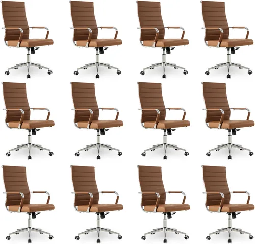 Miniatura 11 de Okeysen Office Desk Chair, Ergonomic Leather Modern Conference Room Chairs, Executive Ribbed Height Adjustable Swivel Rolling Chair for Home Office