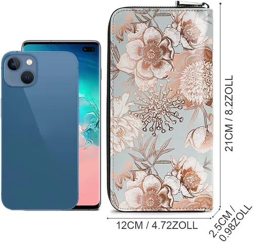 Miniatura 5 de APHISON Billetera para mujer, de gran capacidad, para tarjetas de crédito, RFID, monedero, luna, lindo, animal, floral, celular, pulsera, teléfono