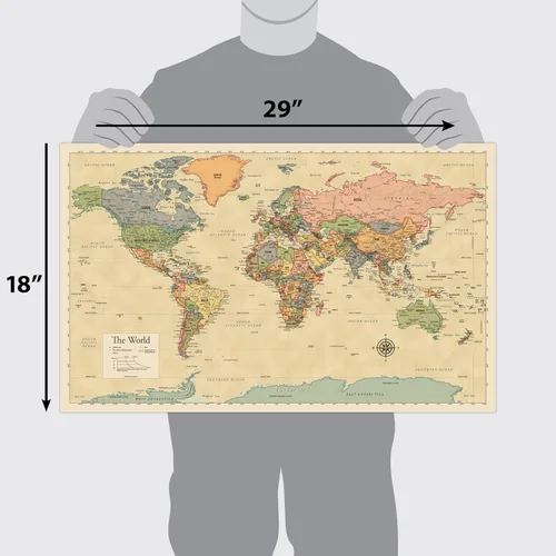 Miniatura 2 de Póster de Mapa Mundial Laminado - Gráfico del Mapa del Mundo [Amarillo]