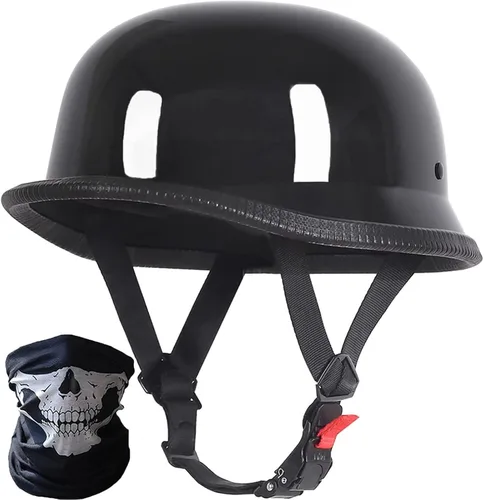 Miniatura 8 de Casco de motocicleta de estilo alemán vintage, casco delgado para adultos, hombres y mujeres, novedoso casco de media cara aprobado por DOT, casco