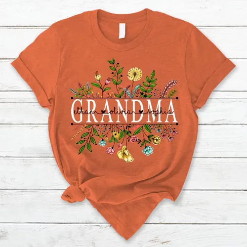 Miniatura 5 de Custom Mom Mimi and Grandkids Wildflowers Shirt, Customize Grandma Gifts, Gifts for Grandma Nana Gigi Oma Mamaw Yaya